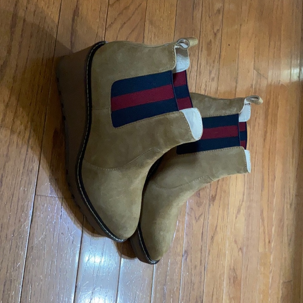 Cecelia New York booties. Never worn.  Beautiful suede wedges.  Size 8 women’s